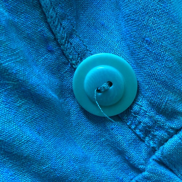 FLAX Cozy Cardigan top in Aquatic 100% linen sz L - Picture 4 of 5